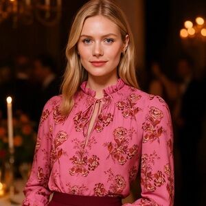 J. Crew Drapey tie-neck ruffle top  NWT Size L